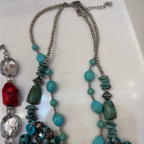 *BUNDLE OF 2* Turquoise and Red Beaded Necklace Set - Picture 5 of 6